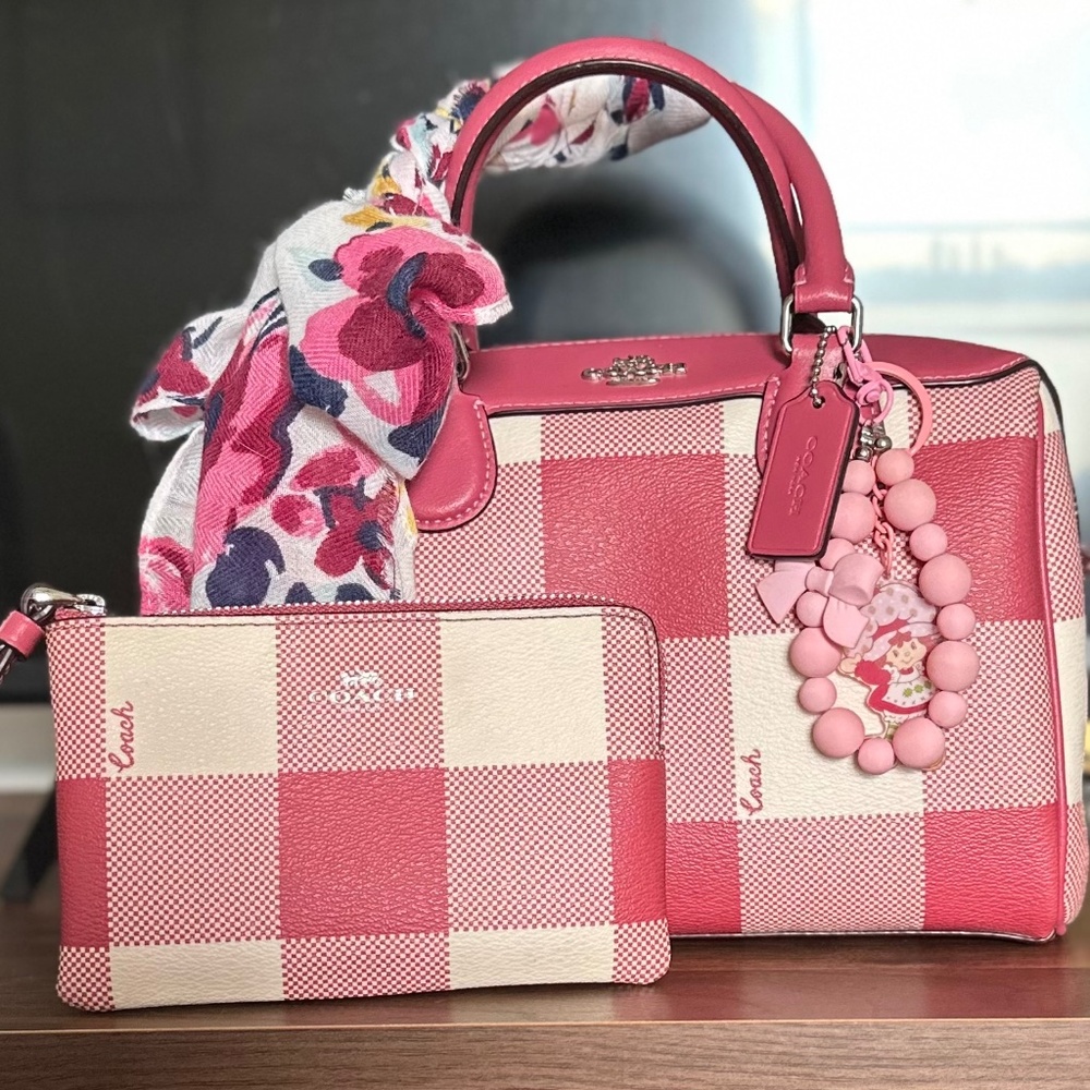 SOLD Coach Bennett Satchel in Strawberry Buffalo Plaid w/Matching Wristlet